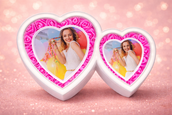 Double Heart Customized Photo Frame
