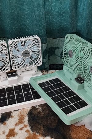 Solar Fan- Double Head Charging Fan- SDGD Brand SD-999 Rechargeable Fan can also charging In Solar