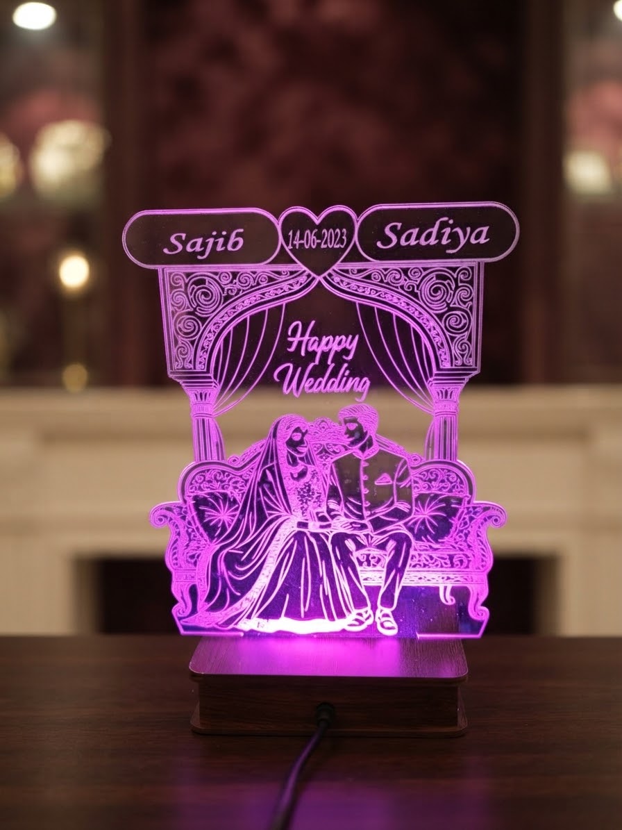 Happy Wedding 3D Customized Lamp